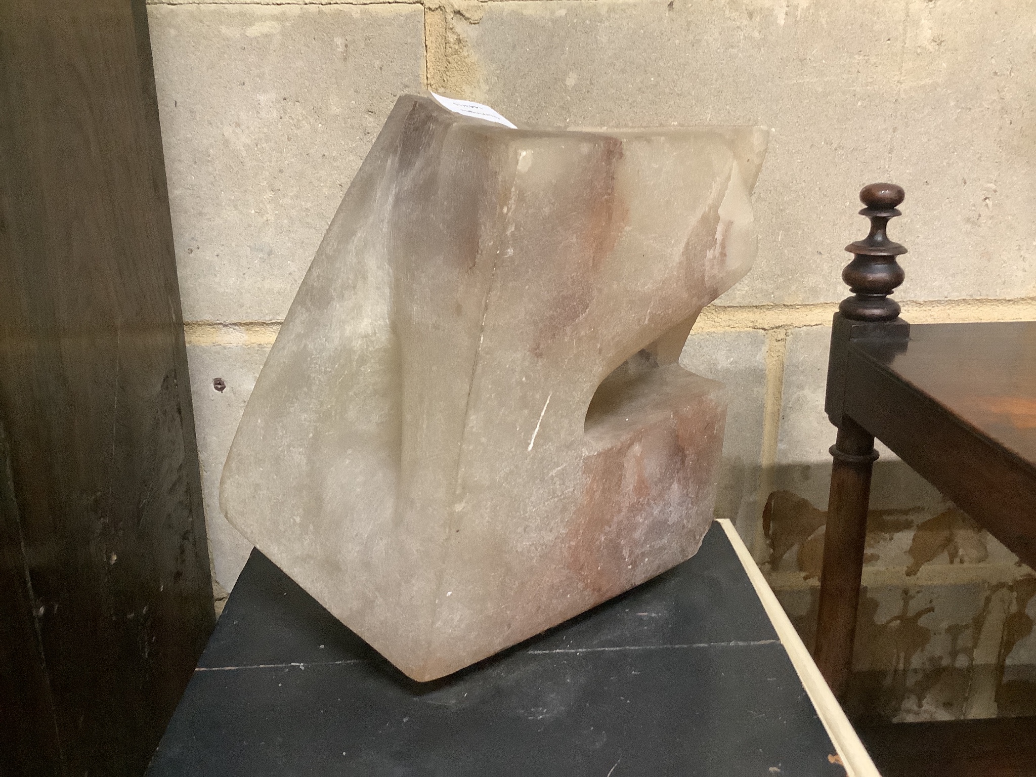 Wilby Hart, alabaster carving, on pedestal, total height 152cm